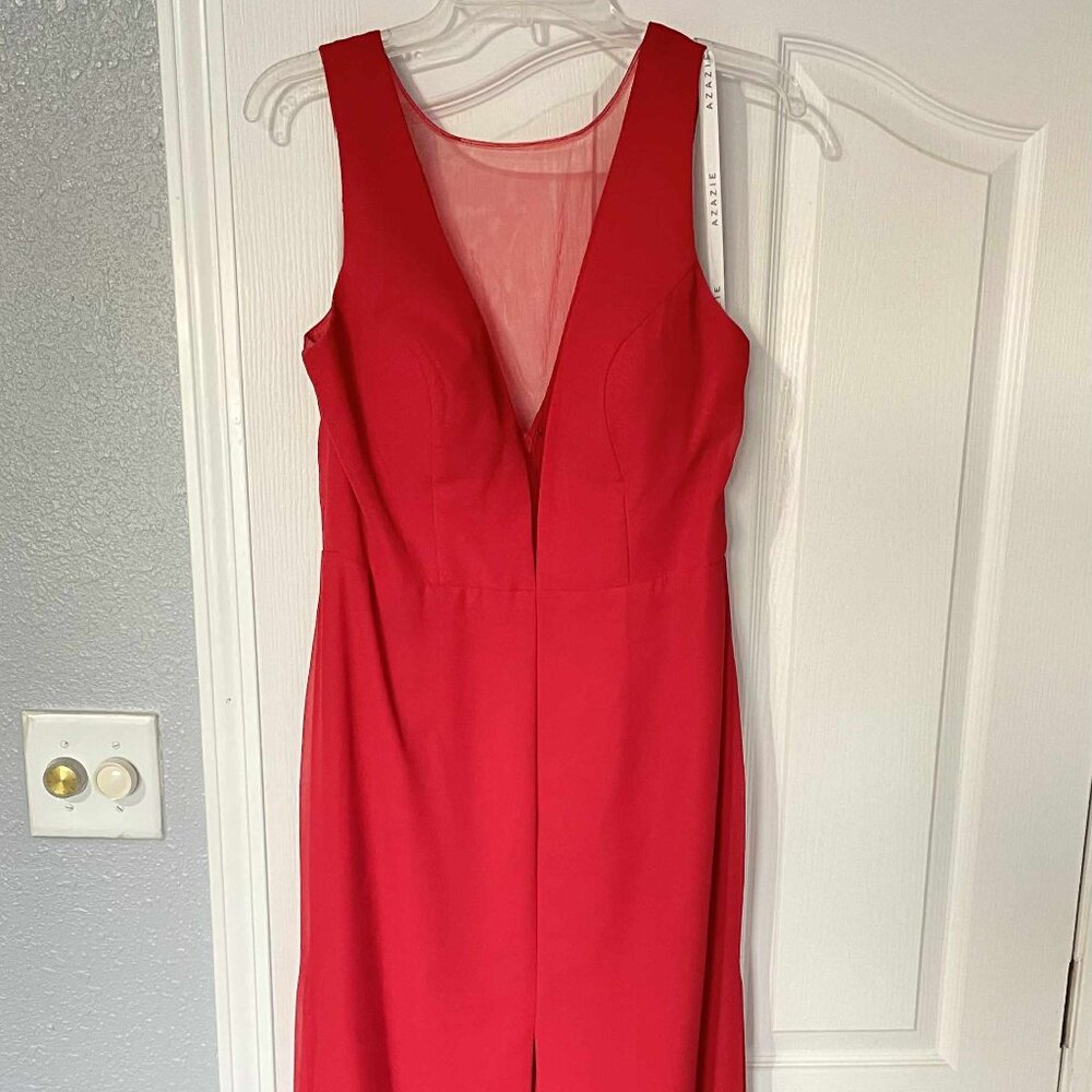 Elegant Azazie Buffy Red Evening, Bridesmaid, or Prom Dress + Garment Bag